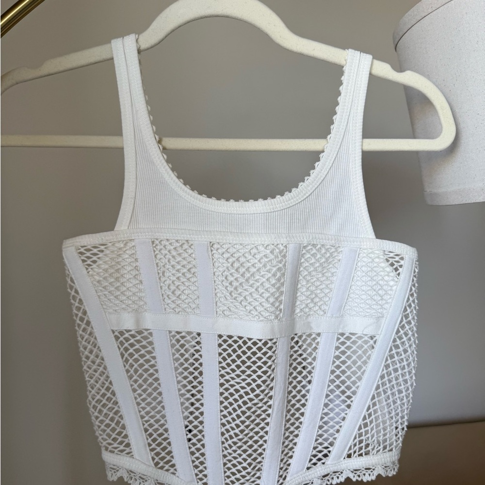 Dion Lee White Mesh Tank Top